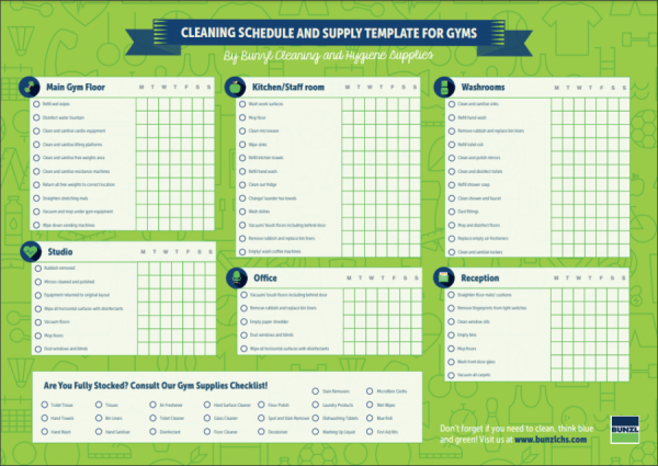 Cleaning schedule