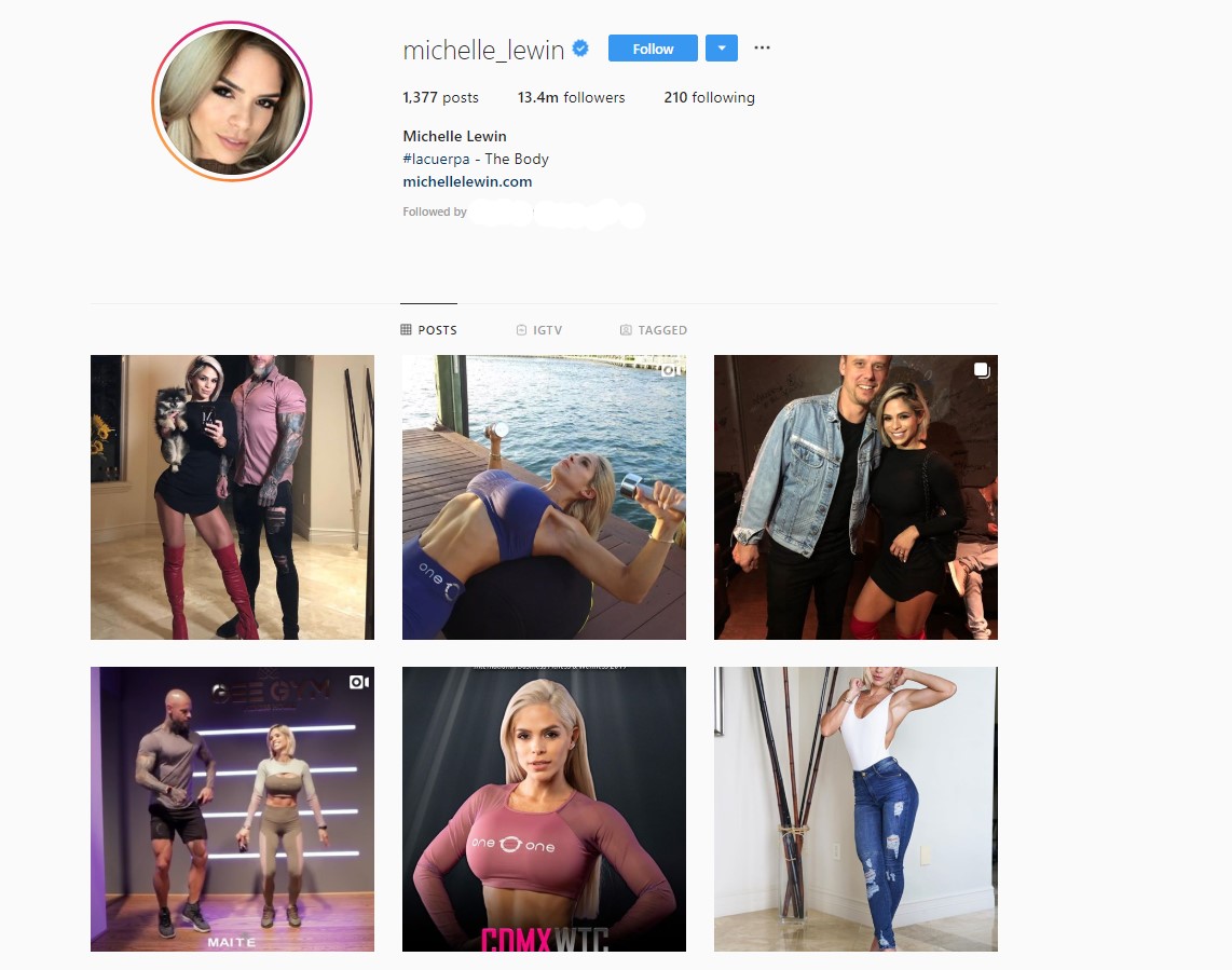 How to grow your fitness brand on Instagram profile of michelle Lewin