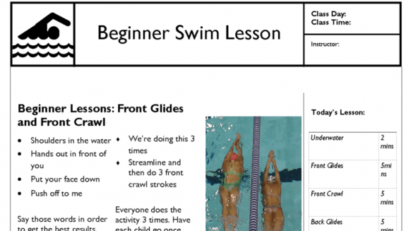 Perfect Gym Swim School lesson plan template example