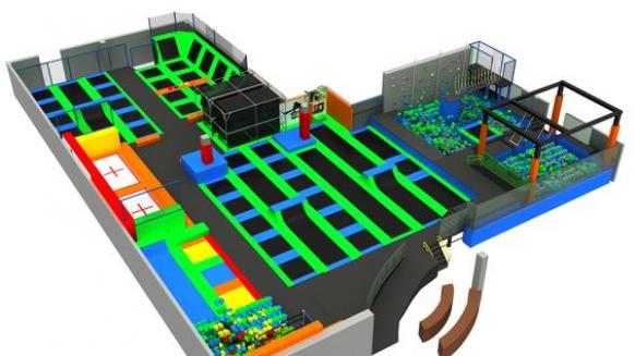 PerfectGym trampoline park design render sketch