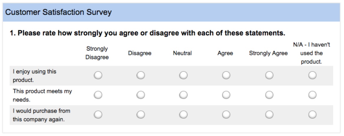 Example customer satisfaction survey